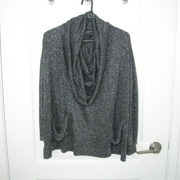 Karen Kane Evening Sweater - Black and Shiny Silver Knit - Picture 1 of 5